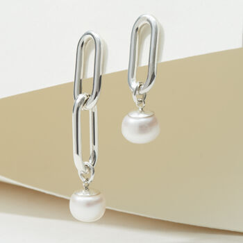 Mismatched Silver Pearl Drop Earrings, 2 of 7