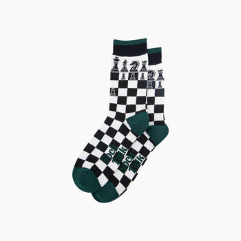 Chess Bamboo Socks In Black/White, 3 of 4