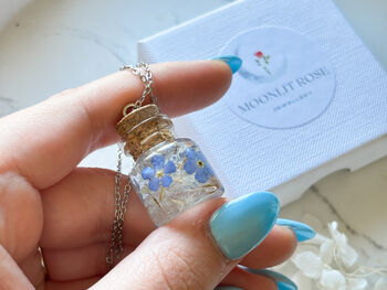 Cremation Ashes Bottle Necklace With Forget Me Nots, 7 of 8