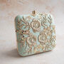 Priya Mint Silk And Gold Floral Clutch, thumbnail 1 of 2