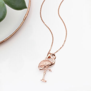 Personalised 18ct Rose Gold Plated Flamingo Necklace, 3 of 9
