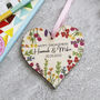 Wildflower Floral Wooden Heart Engagement Gift, thumbnail 1 of 5