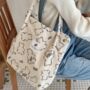 Extra Large Shopping Bag Brown Grey Cream Corduroy School Bag, thumbnail 3 of 7