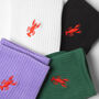 Embroidered Lobster Crew Socks Unisex Fit, thumbnail 6 of 6
