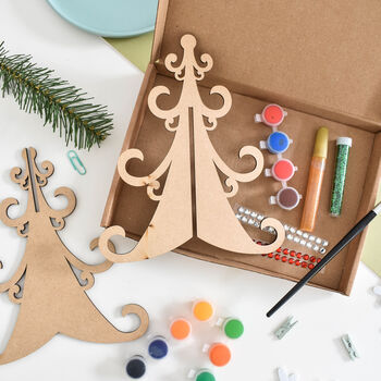 Personalised Christmas Tree Wooden Craft Kit Letterbox, 5 of 7