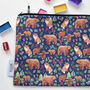 Bear And Fox Large Wash Bag With Waterproof Lining, thumbnail 1 of 3