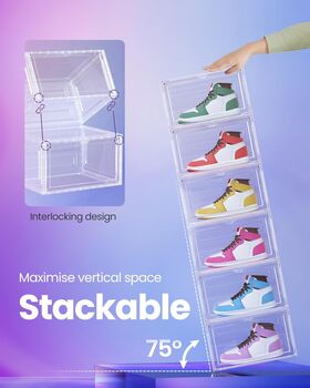 Stackable Shoe Boxes Set Of Six With Doors, 4 of 7