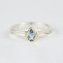 Teardrop Aquamarine March Birthstone Silver And Gold Ring, thumbnail 5 of 6
