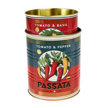 Set Of Two Italian Passata Storage Tins, 2 of 5