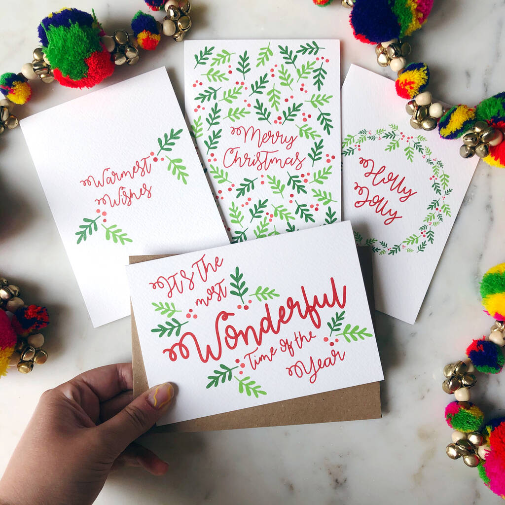 Charity Christmas Cards Pack Of Eight Holly Design By Xoxo Designs by