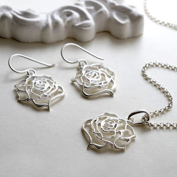 Sterling Silver Filigree Rose Necklace, 4 of 6