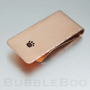 Copper Money Clip With Hand Stamped Paw Print, 2 of 5