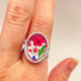 Cocktail Ring With Red Flowers In Gold Or Silver, thumbnail 5 of 10