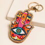 Beaded Rainbow Hamza Hand Keyring And Bag Charm, thumbnail 1 of 2