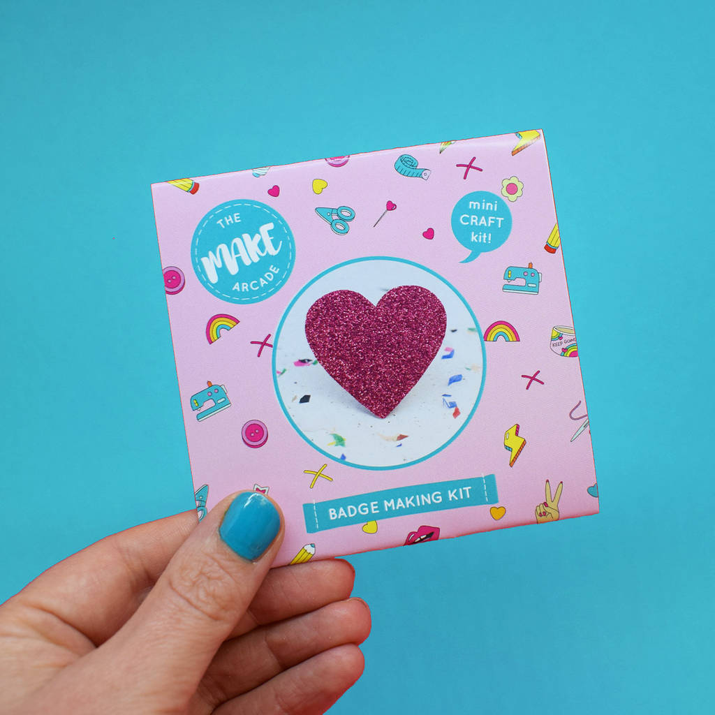 Glitter Heart Badge Making Kit By The Make Arcade