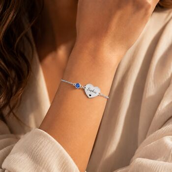 Personalised Heart Charm Bracelet With Engrave Name Symbols, 4 of 12