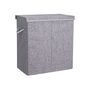 142 L Grey Fabric Double Clothes Laundry Hamper Basket, thumbnail 4 of 8