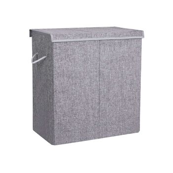 142 L Grey Fabric Double Clothes Laundry Hamper Basket, 4 of 8