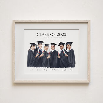 Personalised Graduation Gift – Hand Drawn Portrait From Photo, Friends Keepsake Print, Class Of 2025 Party Or School Leavers Decor, 8 of 9