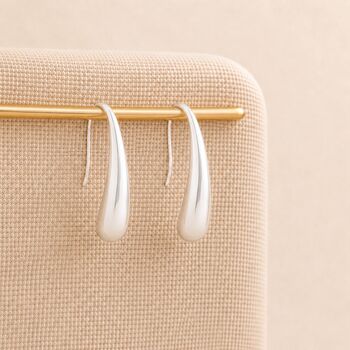 Sterling Silver Plated Molten Teardrop Earrings, 3 of 9