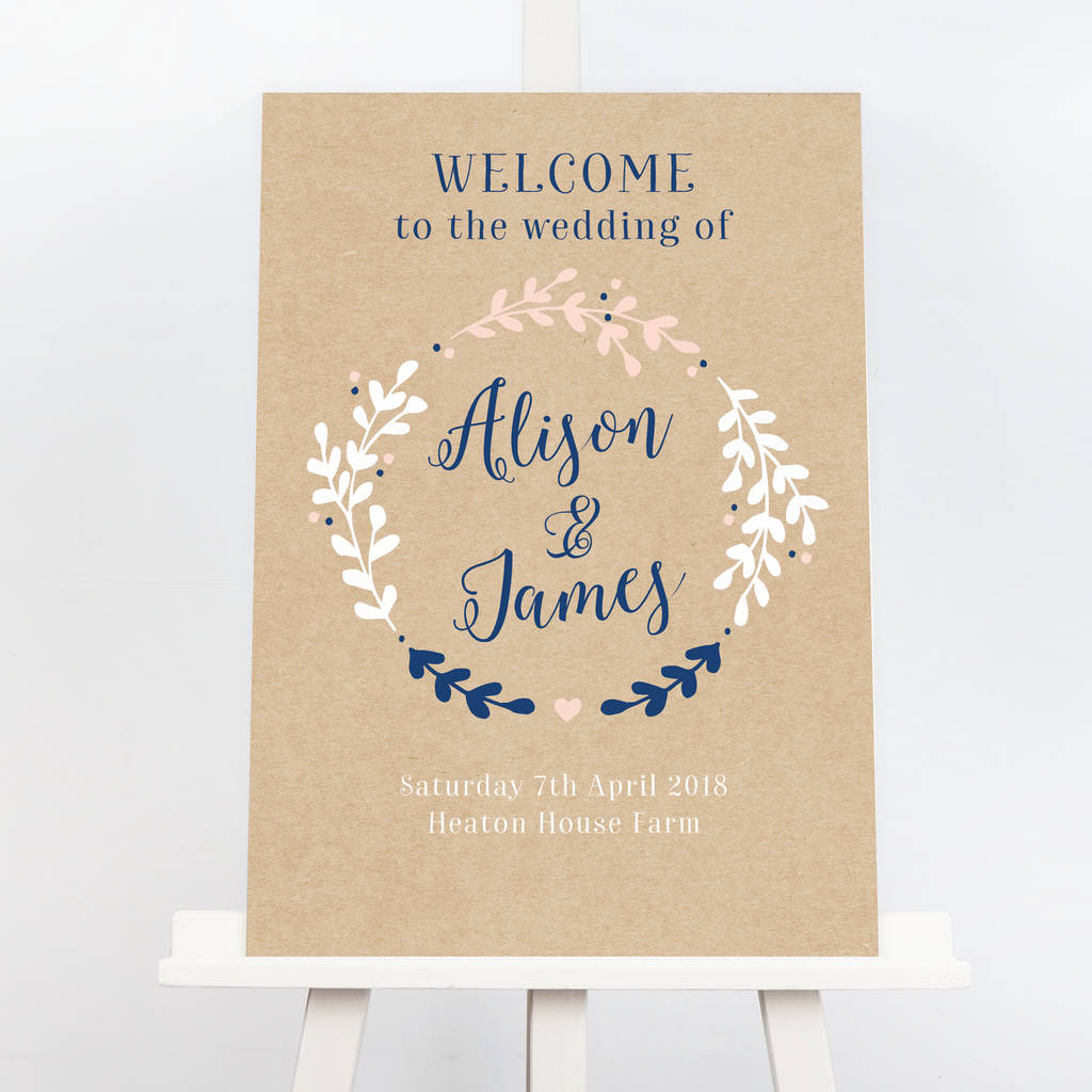 Image of Hannah Wreath Wedding Welcome Sign