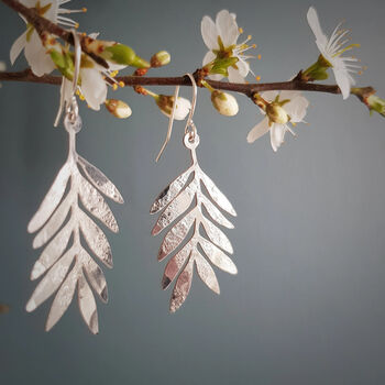 'Gossamer Athena' Ethical Hand Beaten Steel Earrings, 2 of 7