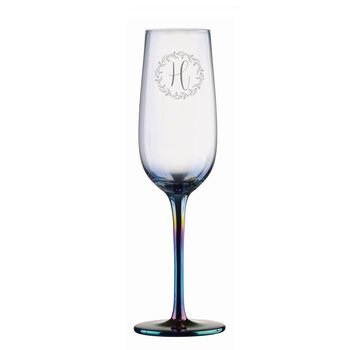 Personalised Floral Initial Metallic Champagne Flute, 3 of 3