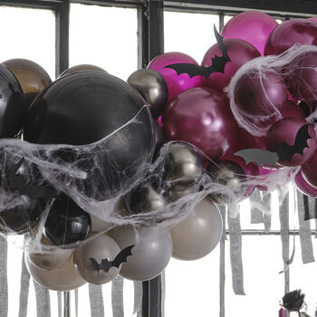 Balloon Arch With Streamers, Cobwebs And Bats, 2 of 4