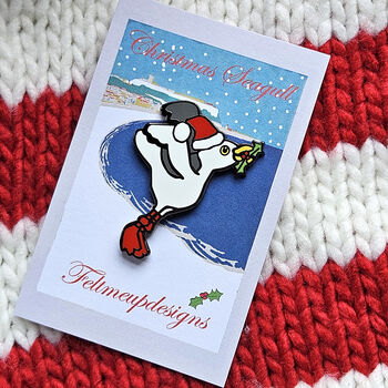 Christmas Seagull Enamel Pin, 5 of 8