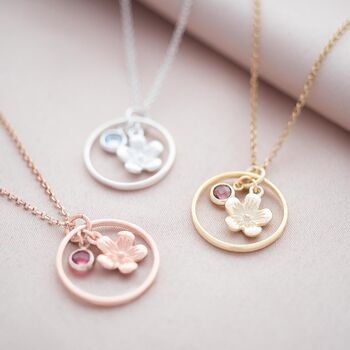 Halo Flower And Birthstone Personalised Necklace, 2 of 11