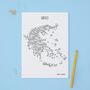 Hand Drawn Greece Map Art Print, thumbnail 1 of 2