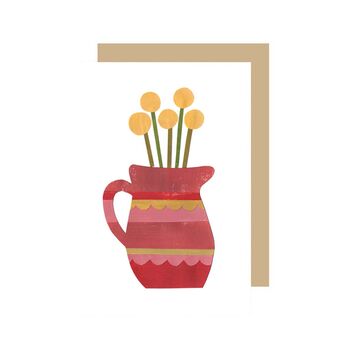 Flowers In A Pink Jug Greetings Card, 2 of 2