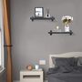 Set Of Two Black Solid Wood Wall Storage Shelves, thumbnail 3 of 12