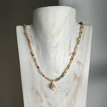 Pearl Pendant Handmade Beaded Necklace, 2 of 9
