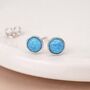 Sterling Silver Blue Opal Stud Earrings – 6mm, thumbnail 1 of 10