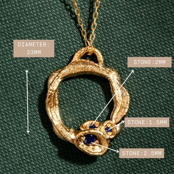Large Blue Sapphire And Gold Vermeil Plated Necklace, 5 of 6
