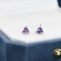 Trillion Cut Amethyst Purple Cz Stud Earrings, thumbnail 3 of 11