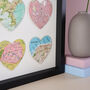 Wedding Anniversary Nine Map Hearts Wall Art Gift, thumbnail 7 of 12