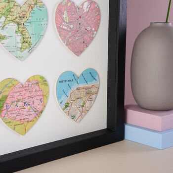 Wedding Anniversary Nine Map Hearts Wall Art Gift, 7 of 12