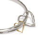 Silver And Gold Textured Double Heart Bangle, thumbnail 3 of 4