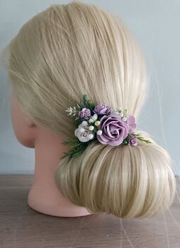 Lilac And White Flower Hair Comb, 3 of 6