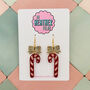 Candy Cane Glitter Resin Christmas Earrings Red And White, Pink And Blue, thumbnail 1 of 8