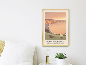 North Devon Coast Aonb Travel Poster Art Print, 2 of 8