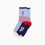Embroidered Lobster Combed Cotton Socks In Blue/Red, thumbnail 3 of 4