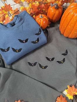 Spooky Halloween Bats With Bows Embroidered Sweatshirt, 5 of 5