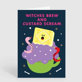 Spooky Halloween Witches Brew Biscuit Birthday Card, 2 of 2