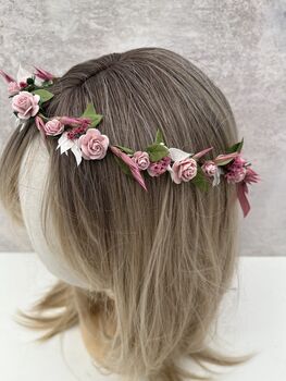 Pink Dried Flower Girl Crown, 4 of 8