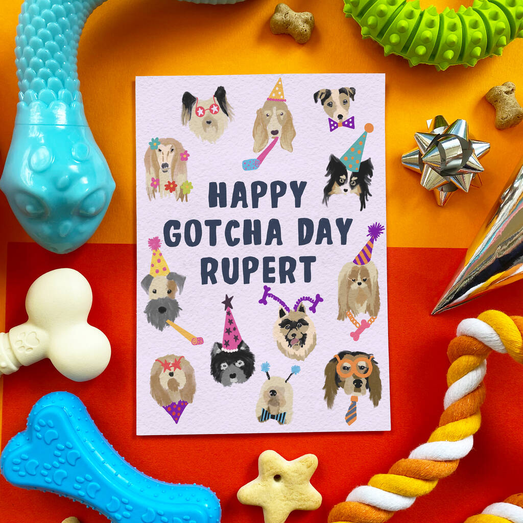 Personalised Edible 'happy Gotcha Day' Card For Dogs By Scoff Paper