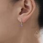 Tiny Purple Cz Dangle Huggie Hoop Earrings, thumbnail 5 of 12