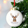 Personalised Watercolour Stag Christmas Ceramic Bauble, thumbnail 2 of 5